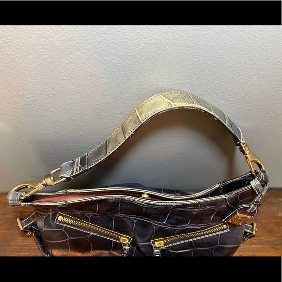 Vintage Y2K Dooney & Bourke Croc Embossed Leather Hobo Bag - Picture 11 of 15